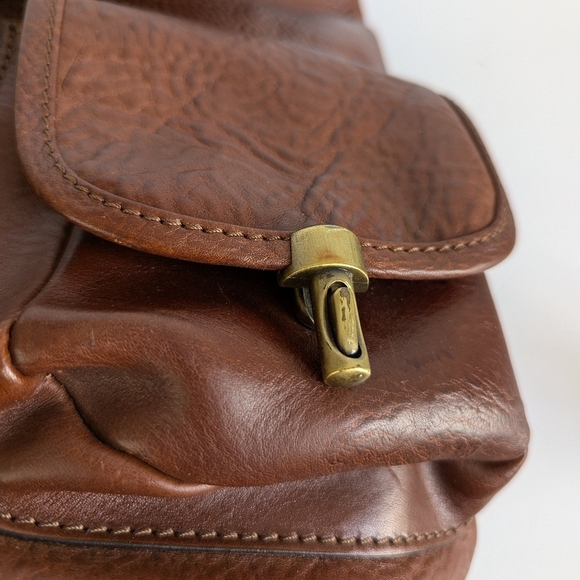 Anonimo Fiorentino Pebbled Leather Drawstring Closure Backpack Bookbag Brown - Picture 5 of 16